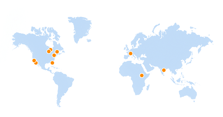 World map showing TestSet Health office locations